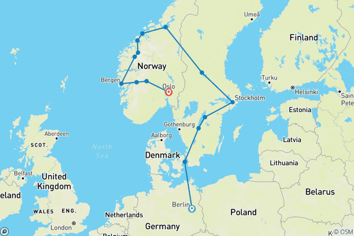 Map of Nordic Tour Start Berlin