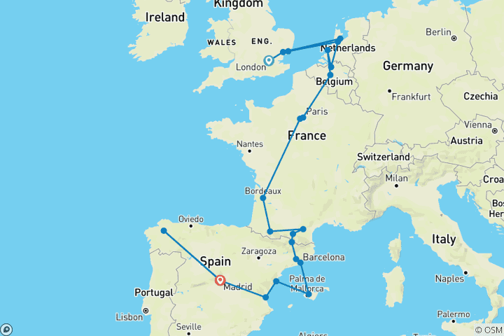 Carte du circuit Un voyage remarquable (23 destinations)