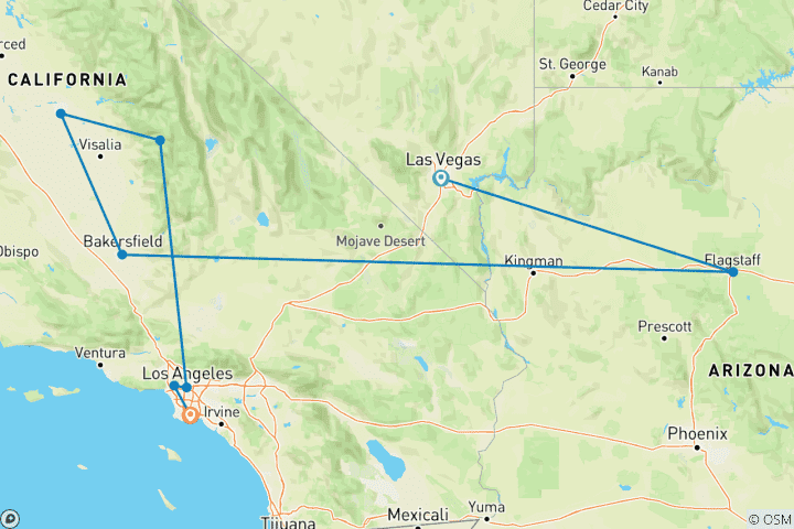 Carte du circuit Parc de l'Ouest depuis Las Vegas
