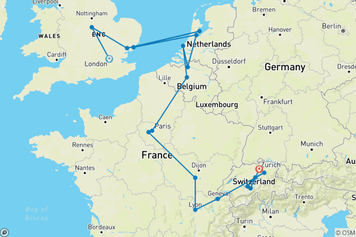 Map of Trekking Through the Continent (38 destinations)