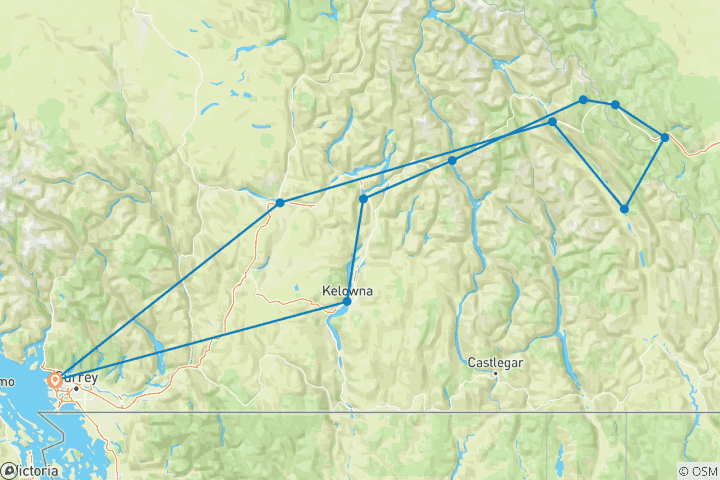 Carte du circuit Circuit Premium de printemps dans les Rocheuses et à Vancouver - 9 jours