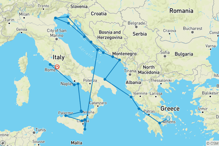 Map of Ultimate Gems of the Greek Islands, Adriatic & Amalfi Coast