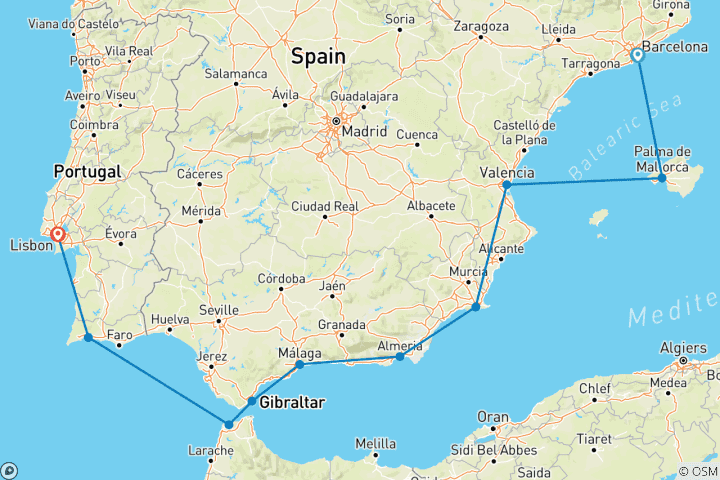 Map of Iberian & Moroccan Wonders: Spain to Portugal