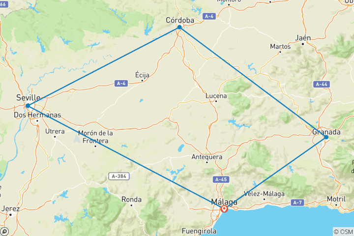 Karte von Mit dem Zug durch Andalusien - Eine Reise durch Spaniens Suden