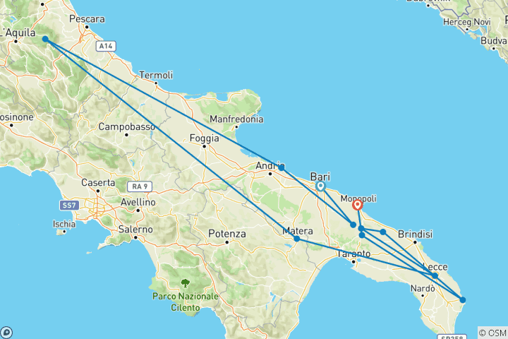 Karte von Fantasia of Puglia - 8 Tage, 7 Nächte