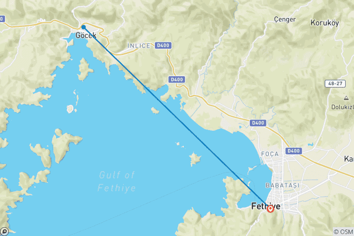 Carte du circuit Fethiye - Gocek - Fethiye Croisière en goélette de luxe