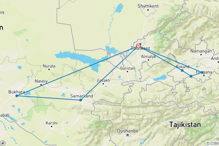 Map of Authentic Uzbekistan: Crafts&Caravan Cities