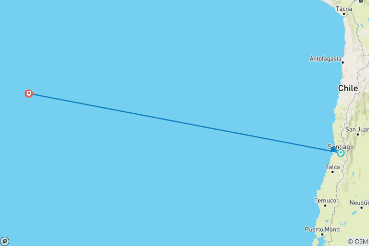 Carte du circuit Chili : Santiago et l'île de Pâques - 7 JOURS/6 NUITS