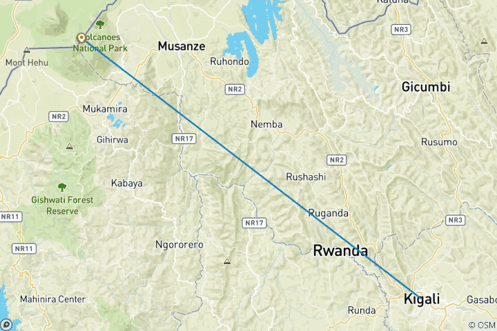Carte du circuit Rwanda Gorillas Adventure 5 jours/4 nuits (Confort)