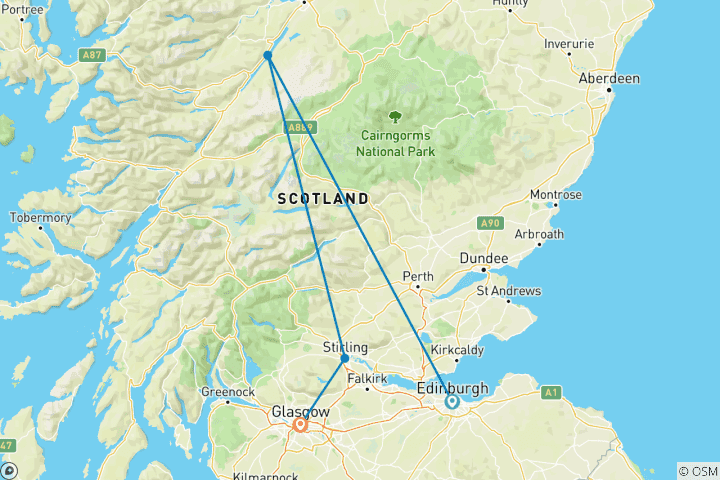 Carte du circuit L'Écosse en une semaine 35 à 45 (35 à 45)