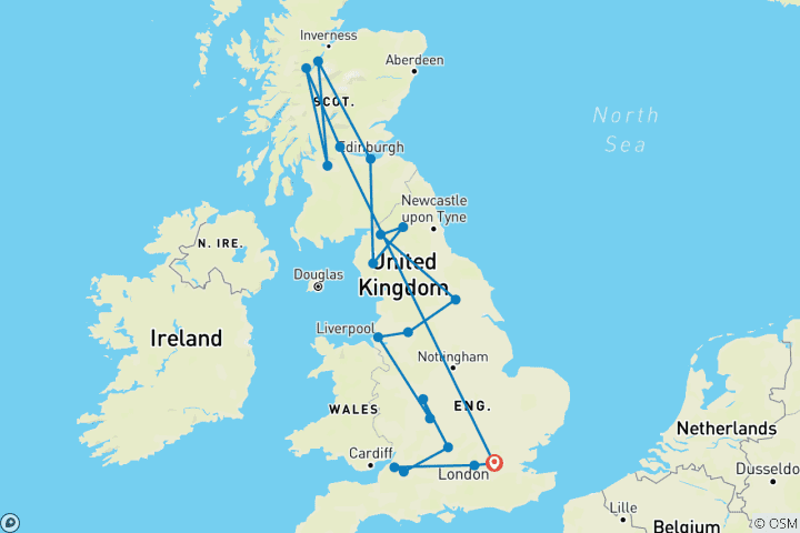 Karte von England und Schottland 35 bis 45 (Ende London, 35 bis 45)