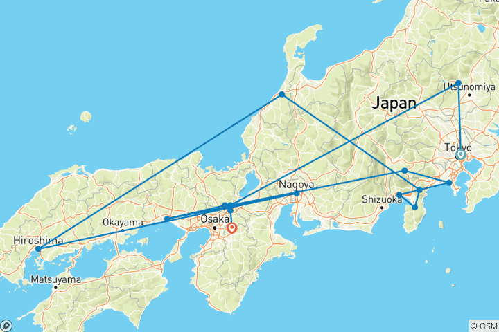 Carte du circuit Le Japon pour les individualistes (programme terrestre uniquement)