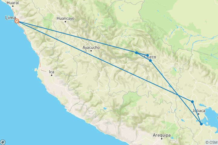 Mapa de Lo más destacado de Perú
