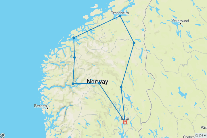 Carte du circuit Panorama de la Norvège (10 jours)