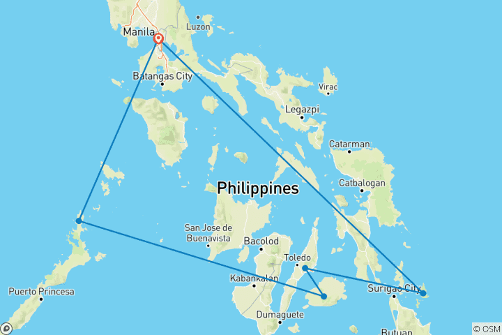 Carte du circuit De Manille à Siargao - 14 jours