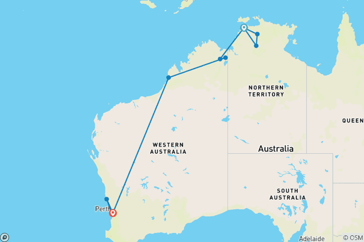 Kaart van Kimberley Ontdekkingsreis & Pinnacles