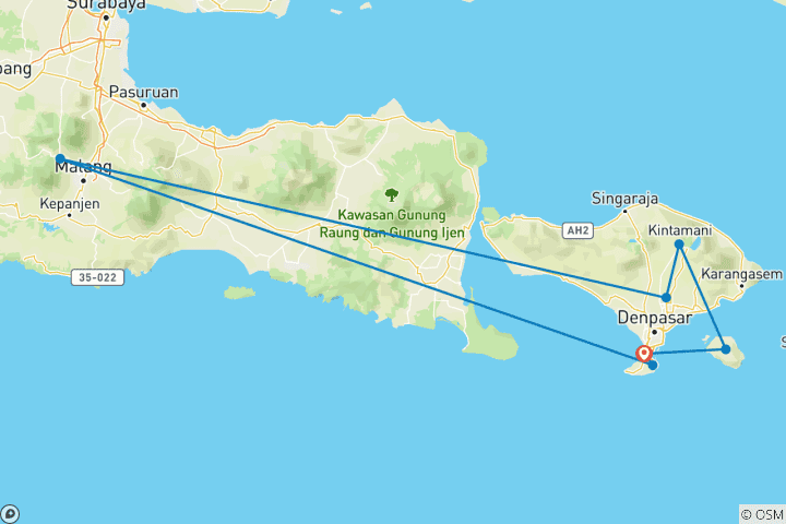 Karte von Höhepunkte von Bali & Nusa Penida All-Inclusive