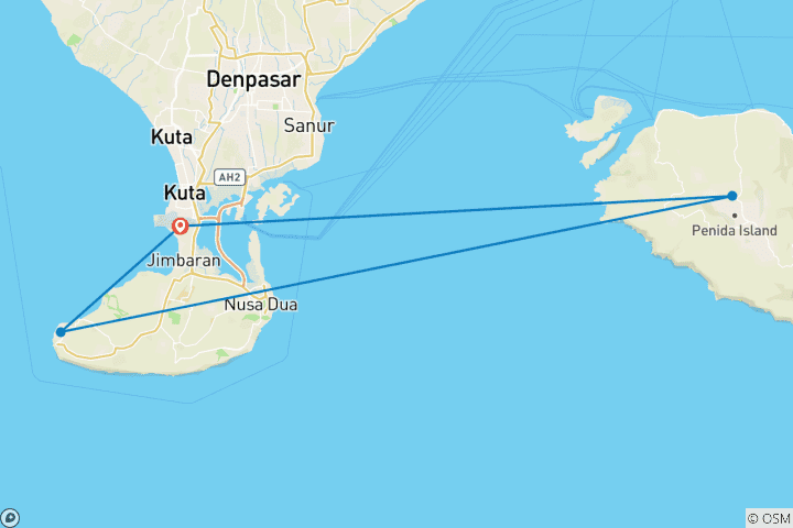 Carte du circuit Lune de miel romantique à Bali