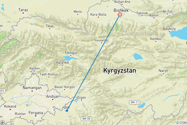 Carte du circuit Sommets des Pamirs (Bishkek - Bishkek)
