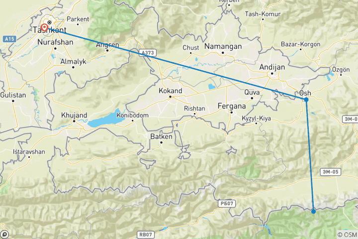 Carte du circuit Ascension du pic Lénine (7134m), 2026-2027 (Tashkent - Tashkent)