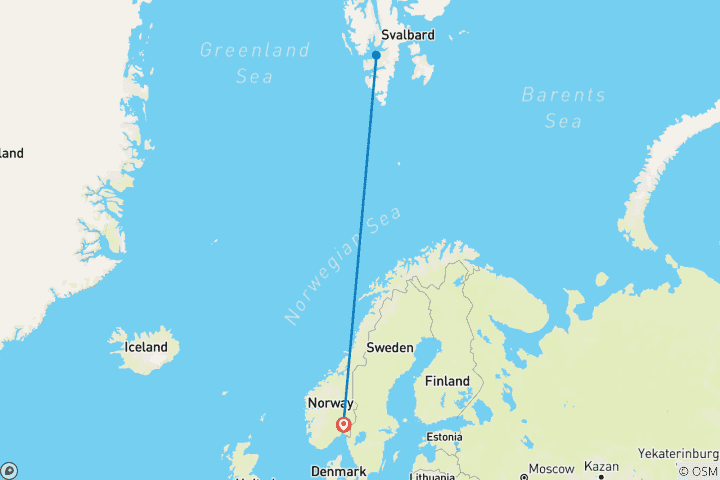 Carte du circuit Escapade polaire au Spitzberg dans l'archipel du Svalbard