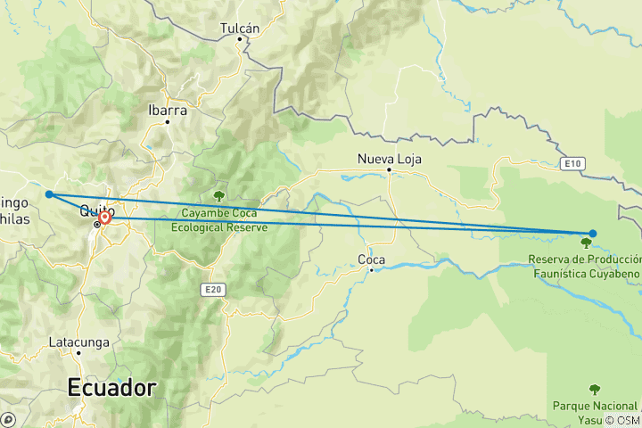 Map of From the Cloud Forest to the Rainforest: A 5-Day Epic Adventure