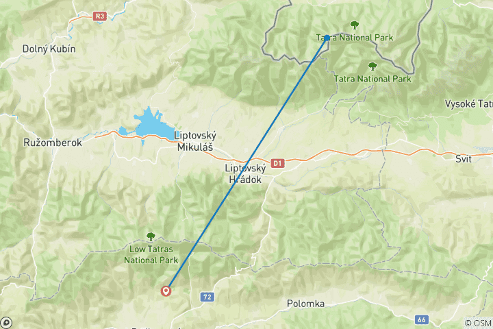 Karte von Slowakei - Winterwandern in der Niederen und Hohen Tatra (7 Tage)