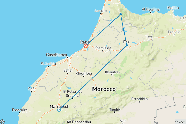 Karte von Marrakech: Kaiserliche Städte Marokkos 3-Tage-Reise