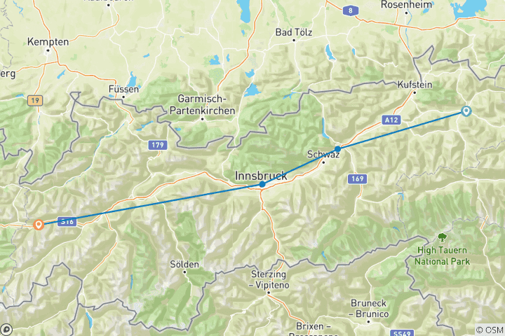 Karte von Die Highlights des Tiroler Adlerweges erwandern (6 Tage)