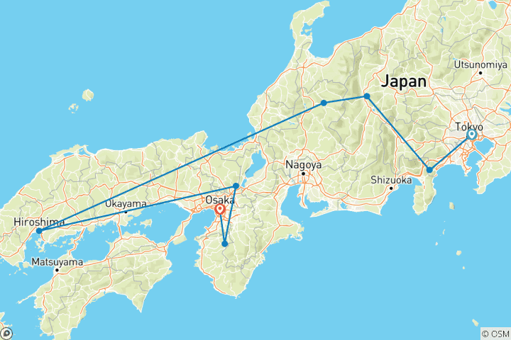 Kaart van Japan ongeëvenaard 35 tot 45 (35 tot 45)