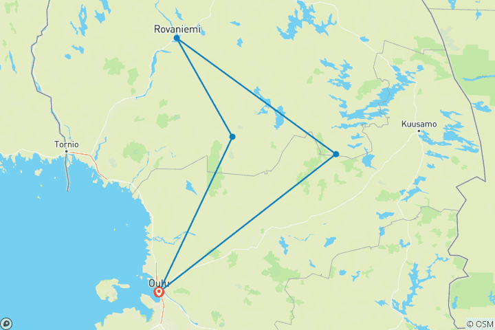 Karte von Lappland Selbstfahrer-Abenteuer (7 Tage)