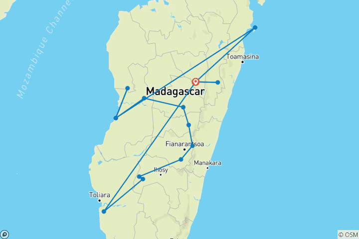 Map of Discovery of the Southern, Western and Eastern parts of Madagascar 23 Days