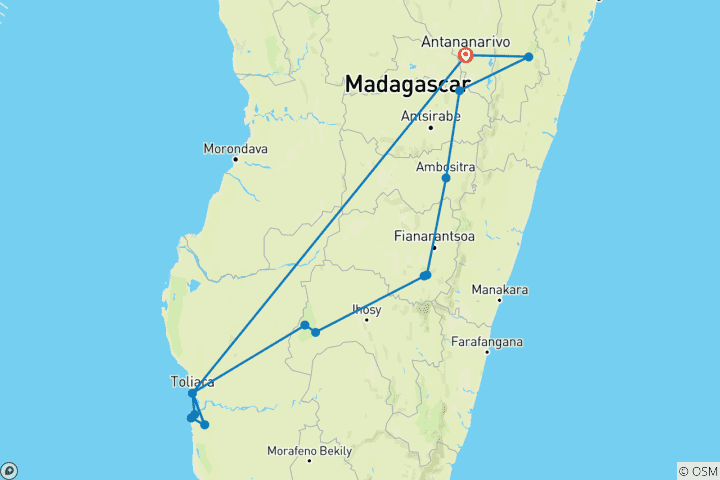 Carte du circuit Exploration de la biodiversité sur le Huitième Continent (18 jours)