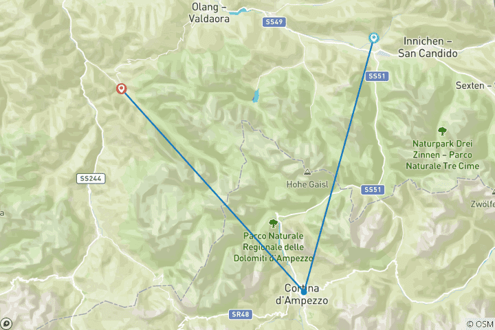Carte du circuit Dolomites Ronda 3 - Standard (6 jours)