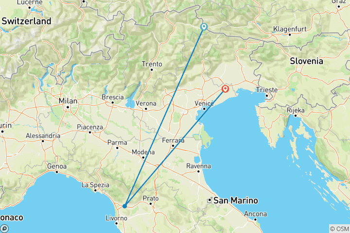 Carte du circuit Dolomites Ronda 3 - Confort (6 jours)
