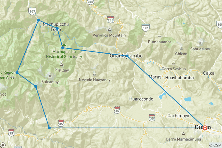 Carte du circuit Le défi du trek Salkantay - 3 jours / 2 nuits