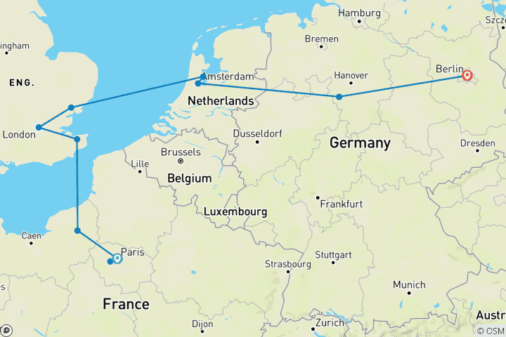 Kaart van Parijs en Europese hoofdsteden GO