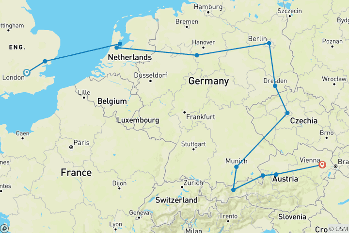 Map of From London to Vienna