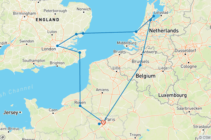Kaart van Europese driehoek GO