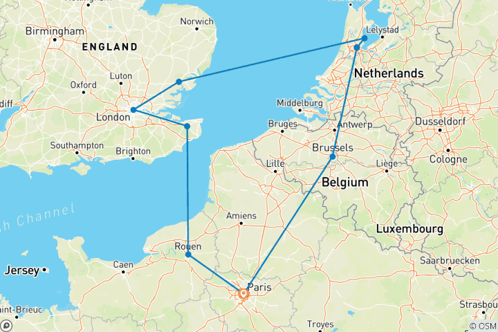 Carte du circuit Triangle européen ROT (including Bruxelles)