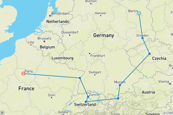 Karte von Die prächtigen Vier (18 Destinationen)