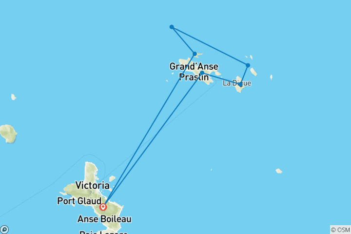 Carte du circuit Voyage en voilier à travers le paradis - S.V. Sea Pearl (8 jours/7 nuits, de/à Mahé)
