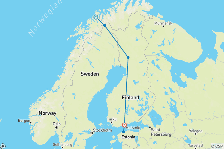 Carte du circuit Nuits nordiques (10 jours)