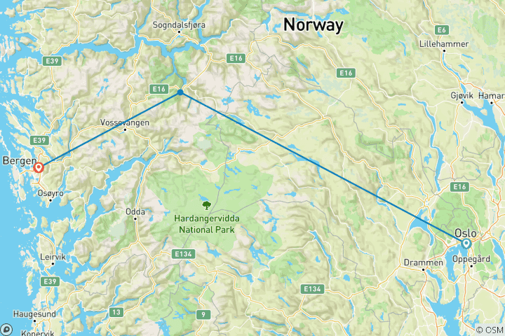 Carte du circuit Célébrez les fjords (5 jours)