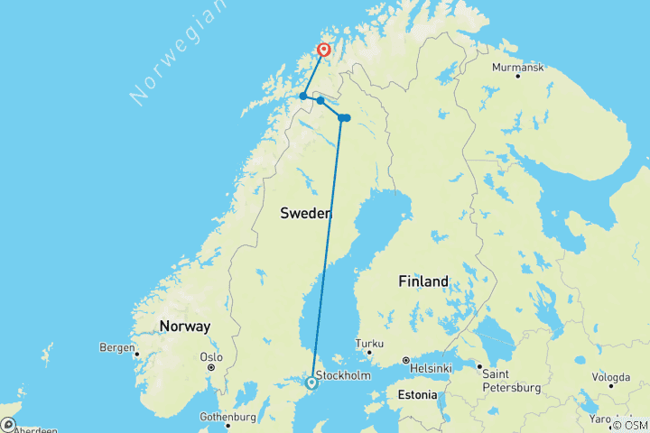 Carte du circuit Laponie ultime (10 jours)