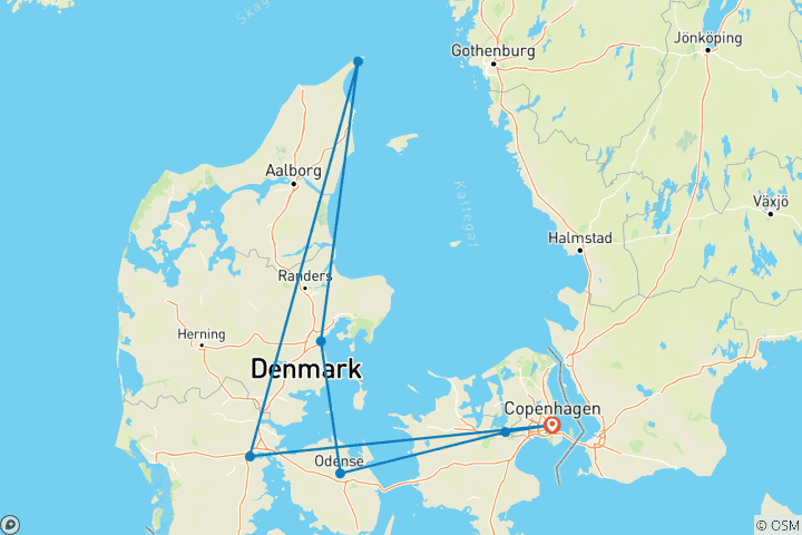 Map of Castles & Jutland 8 Days