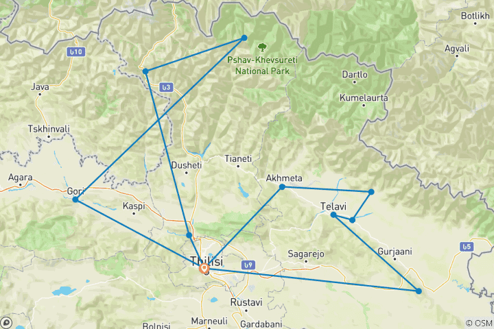Karte von Die Highlights von Georgien