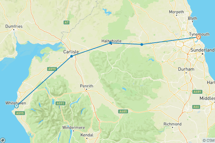 Karte von Hadriansradweg (8 Tage)