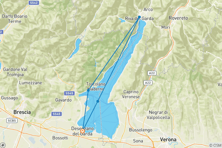 Carte du circuit Tour du lac de Garde de Charme (7 jours)