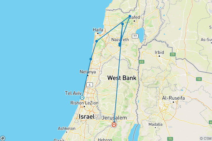 Map of Discover Israel (8 destinations)